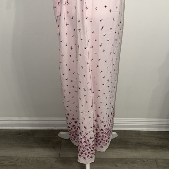 Hanna Andersson Maxi Dress Womens Large Floral Pink Short Sleeve Rayon USA Vtg - Picture 5 of 10